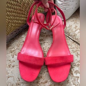 J Crew Coral/Watermelon Women’s Suade Ankle-Strap Sandals